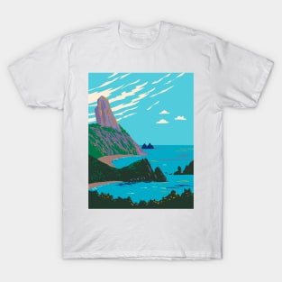 Do Meio and Conceicao beaches in Fernando de Noronha Pernambuco Brazil WPA Art Deco Poster T-Shirt